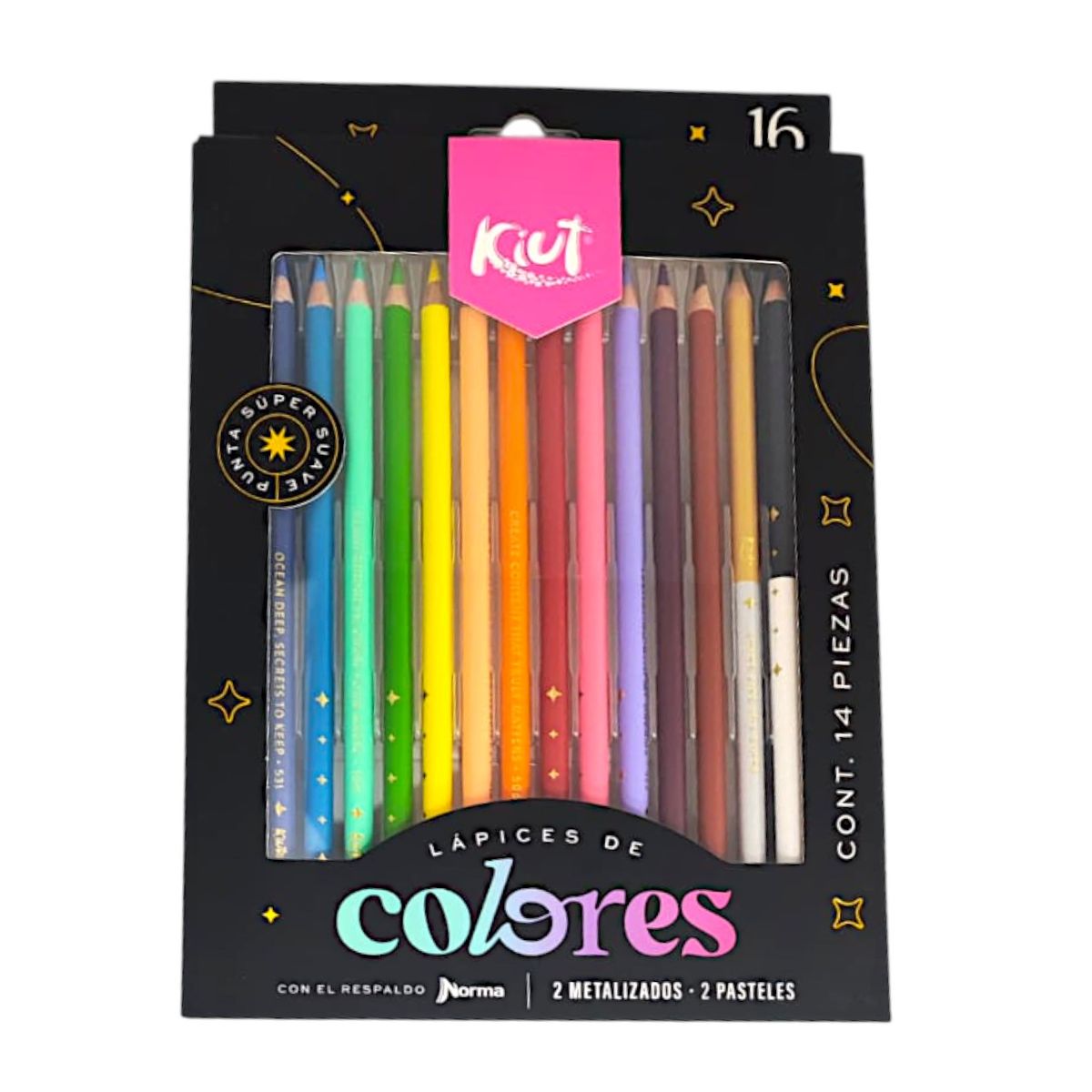 NORMA - Lápices De Colores Kiut Norma X 16 Metalizados Y Pasteles