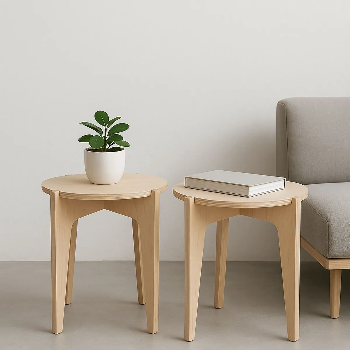 VETTA HOME - Mesa Auxiliar en Madera Plywood - Armado Rápido ORBA 2 UNIDADES_.