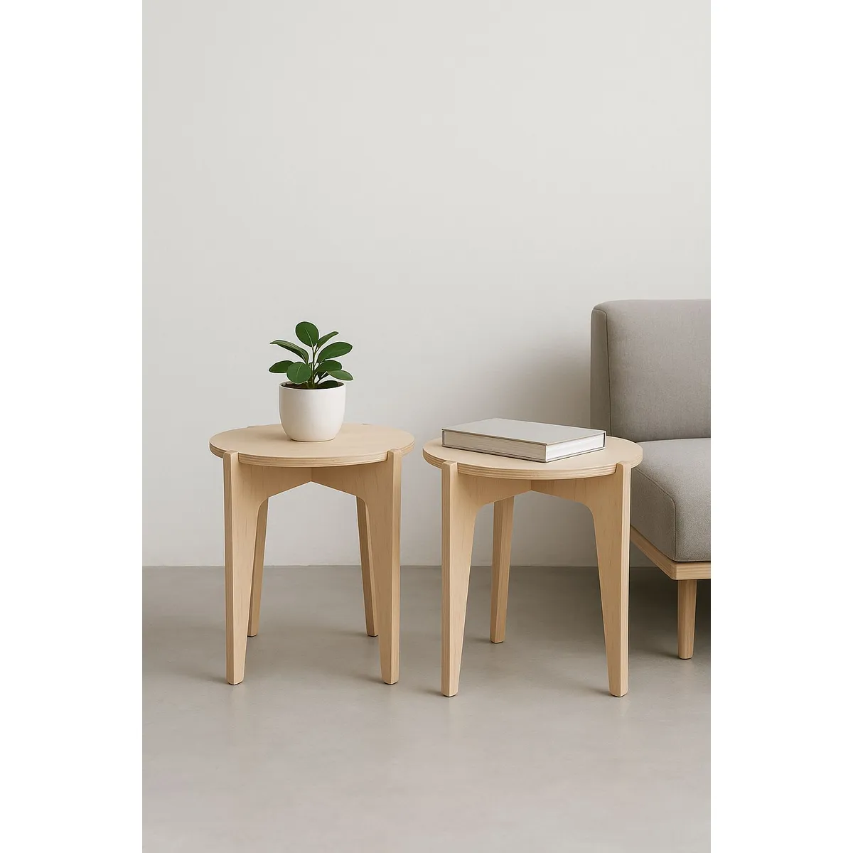 VETTA HOME - Mesa Auxiliar en Madera Plywood - Armado Rápido ORBA 2 UNIDADES_.