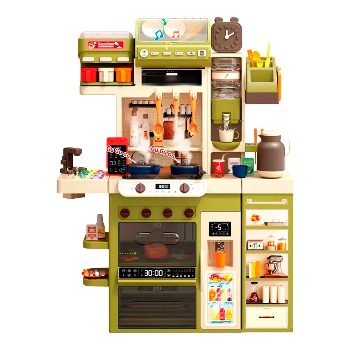 GENERICO - Cocina Juguete Infantil Luces Sonidos Vapor Agua 122cm 71pcs Verde ref 8642