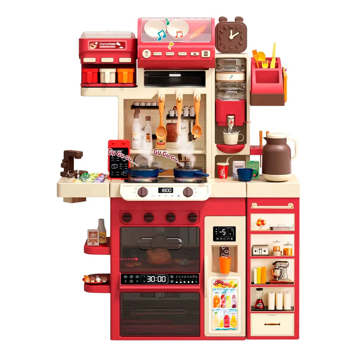 GENERICO - Cocina Juguete Infantil Luces Sonidos Vapor Agua 122cm 71pcs Rosado ref 8866