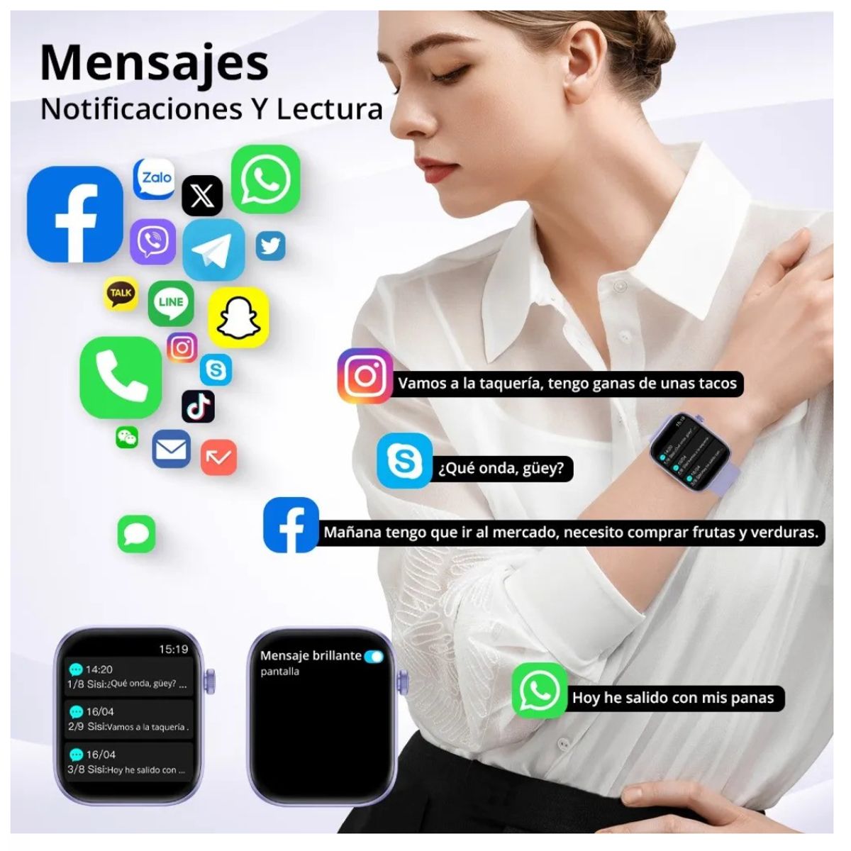 COLMI - Reloj Inteligente Mujer Llamadas Siri GPS Más Audífonos Inalámbricos