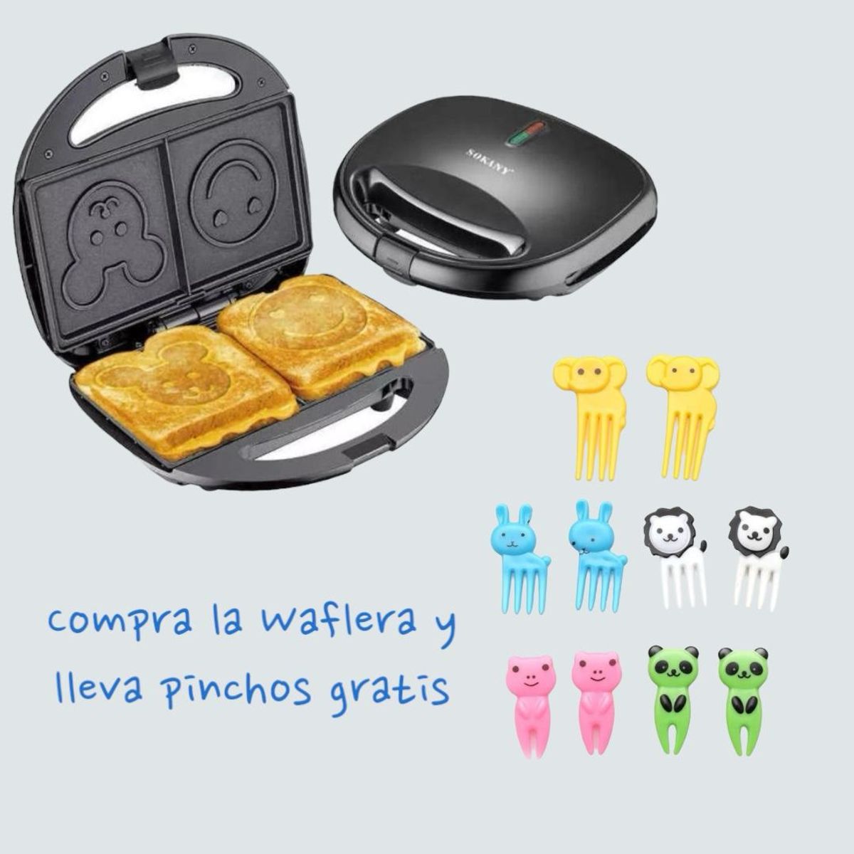 SOKANY - Sandwichera Dibujos Niños + Pinchos de Animales Oferta