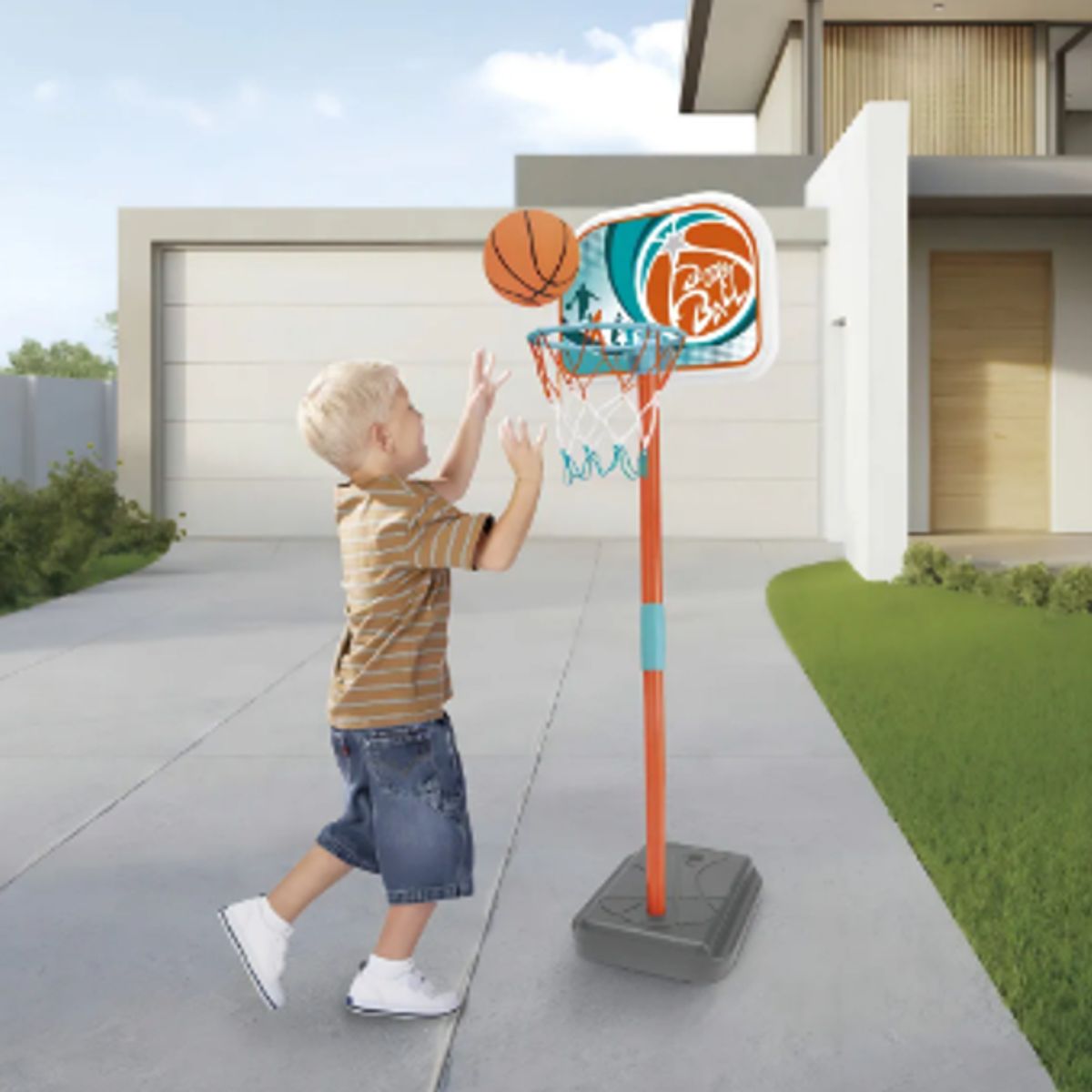 GENERICO - Cancha De Baloncesto Infantil Aro Cesta Balon Graduable