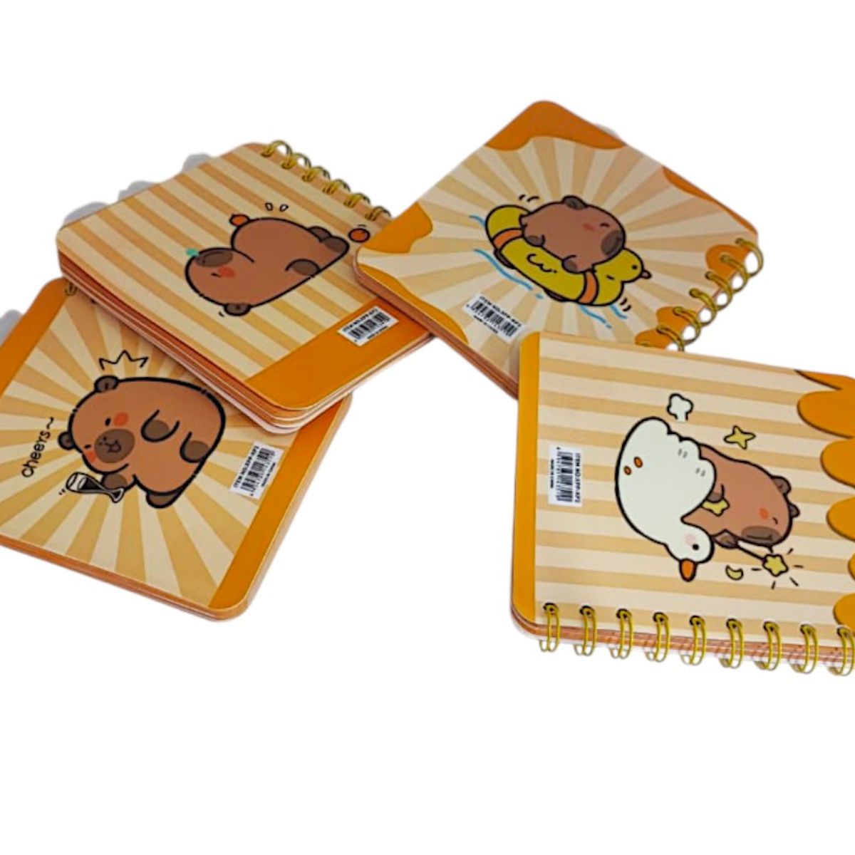 GENERICO - Agenda Argollada Kawaii Capibara Rayada Con Separadores Ocre Keep Calm