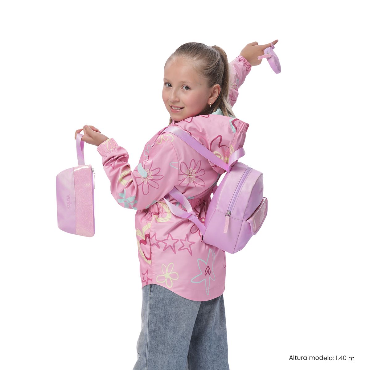 TOTTO - Kit de Regalo Morral Girlys + Cartuchera y Monedero Rosa