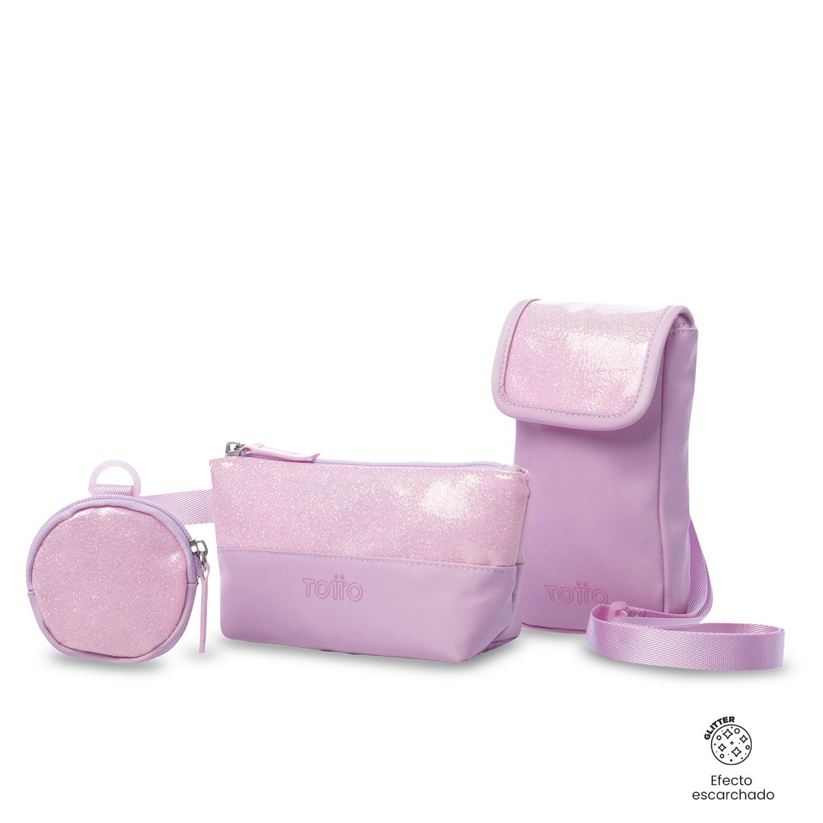 TOTTO - Kit de Regalo Bolso Girlys + Cartuchera y Monedero Rosa