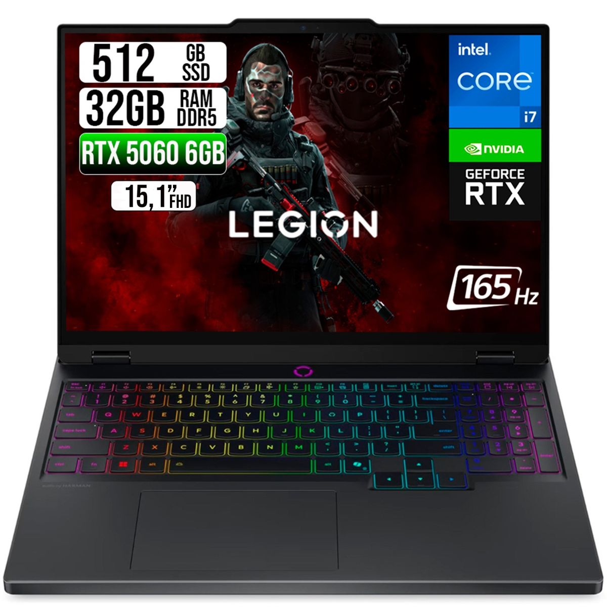 Lenovo - PORTATILE LENOVO LEGION INTEL CORE I7-14700HX RTX 5060 8GB SSD 512GB RAM 32GB 15.1" OLED WQXGA