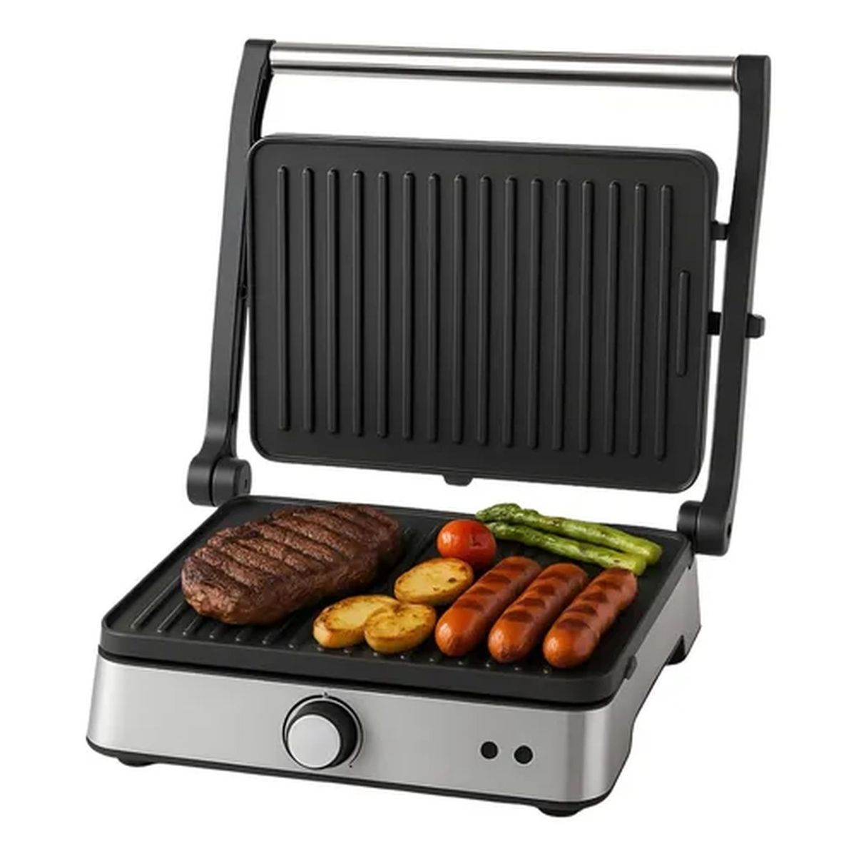 RENAHOUSE - Plancha Parrilla Electrica Doble 2200w Antiadherente Rh-335