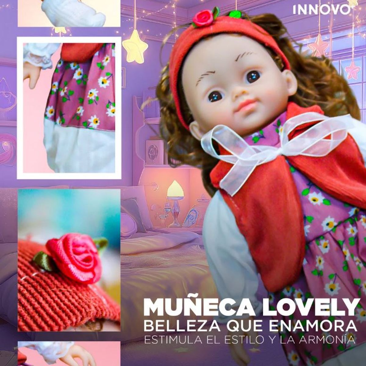 INNOVA - Muñeca Lovely Baby Doll 40 Cm Realista Premium Y Con Ropa Accesorios