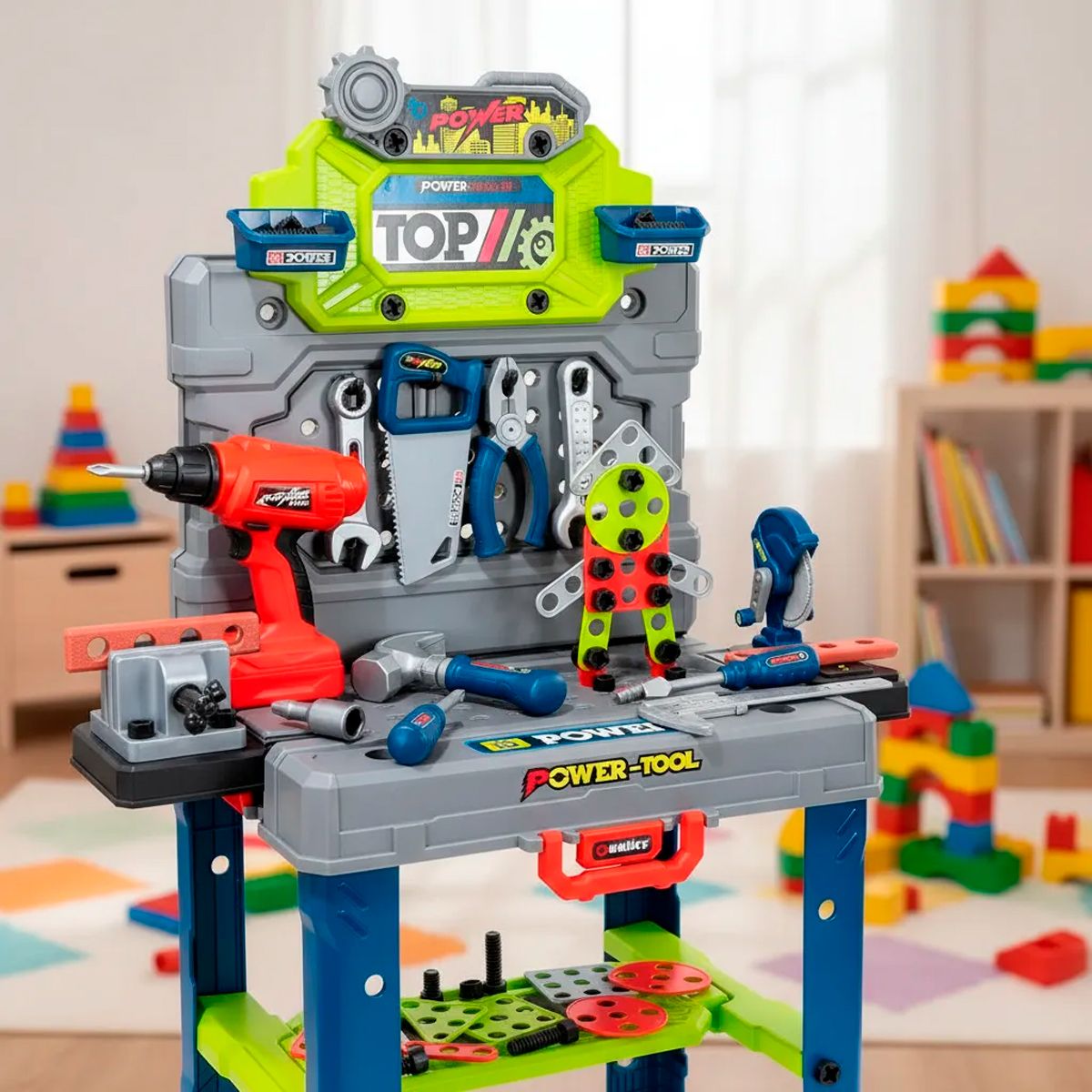 GENERICO - Maletin Herramientas 2 En 1 Mesa Construcción 132pcs Juguete