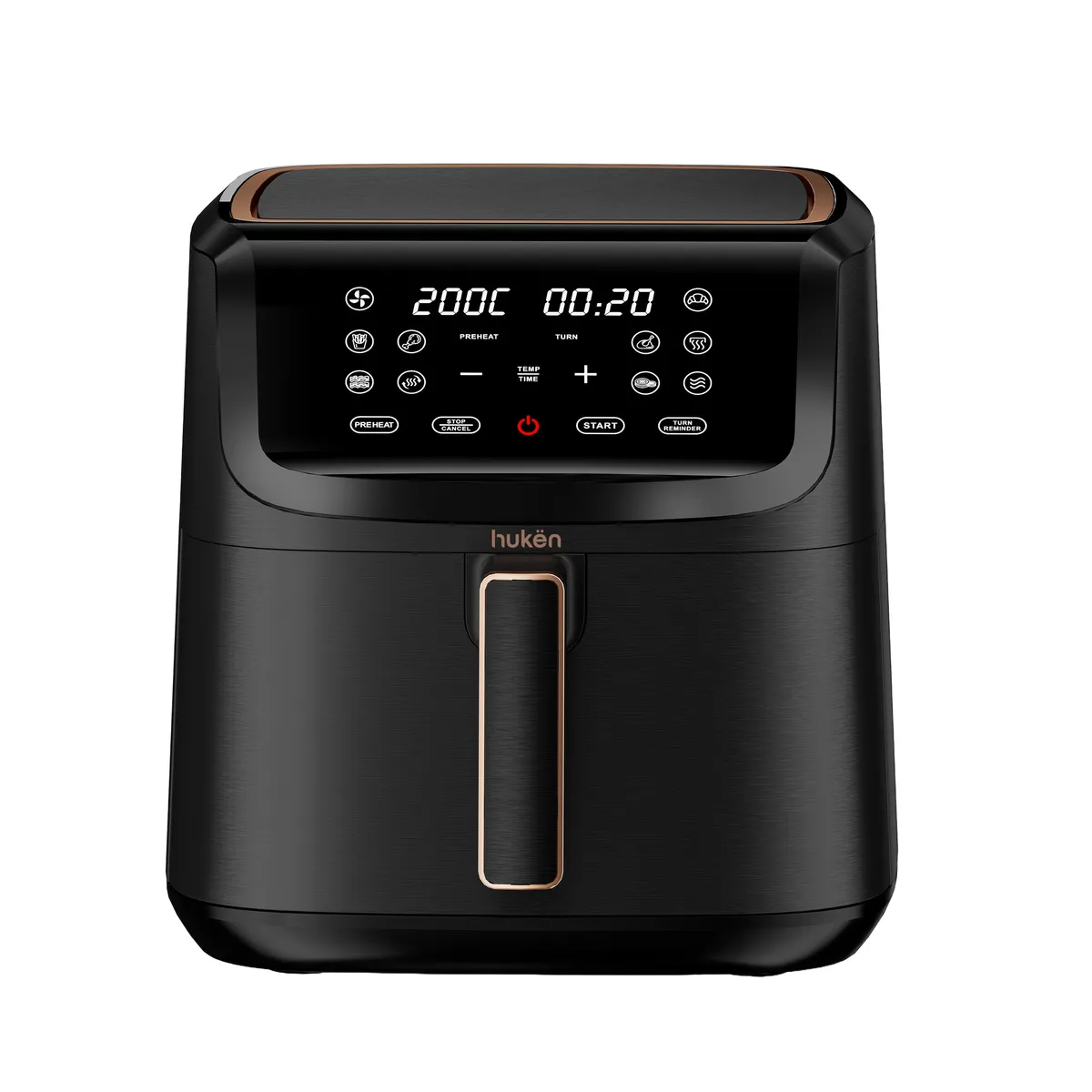 HUKEN - Freidora De Aire Style Pro XL 8 L Touch Dual Led 10 Funciones Hukën