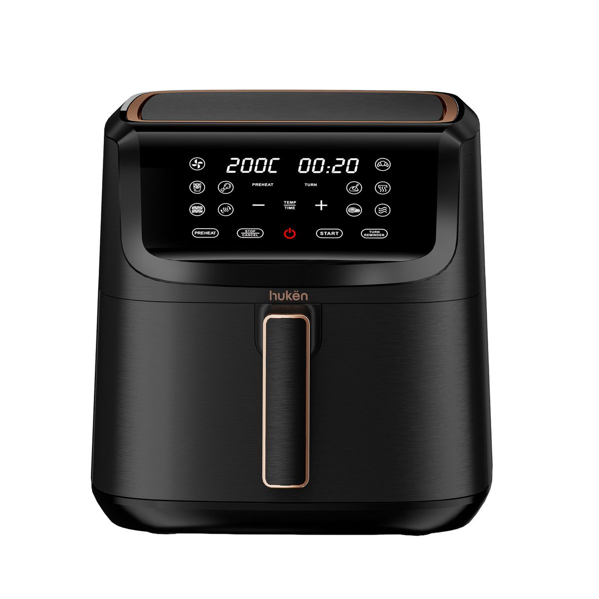 HUKEN - Freidora De Aire Style Pro XL 8 L Touch Dual Led 10 Funciones Hukën