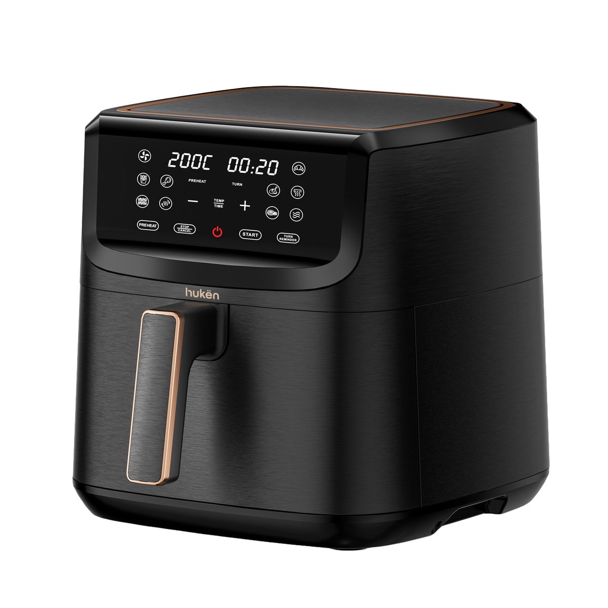 HUKEN - Freidora De Aire Style Pro XL 8 L Touch Dual Led 10 Funciones Hukën