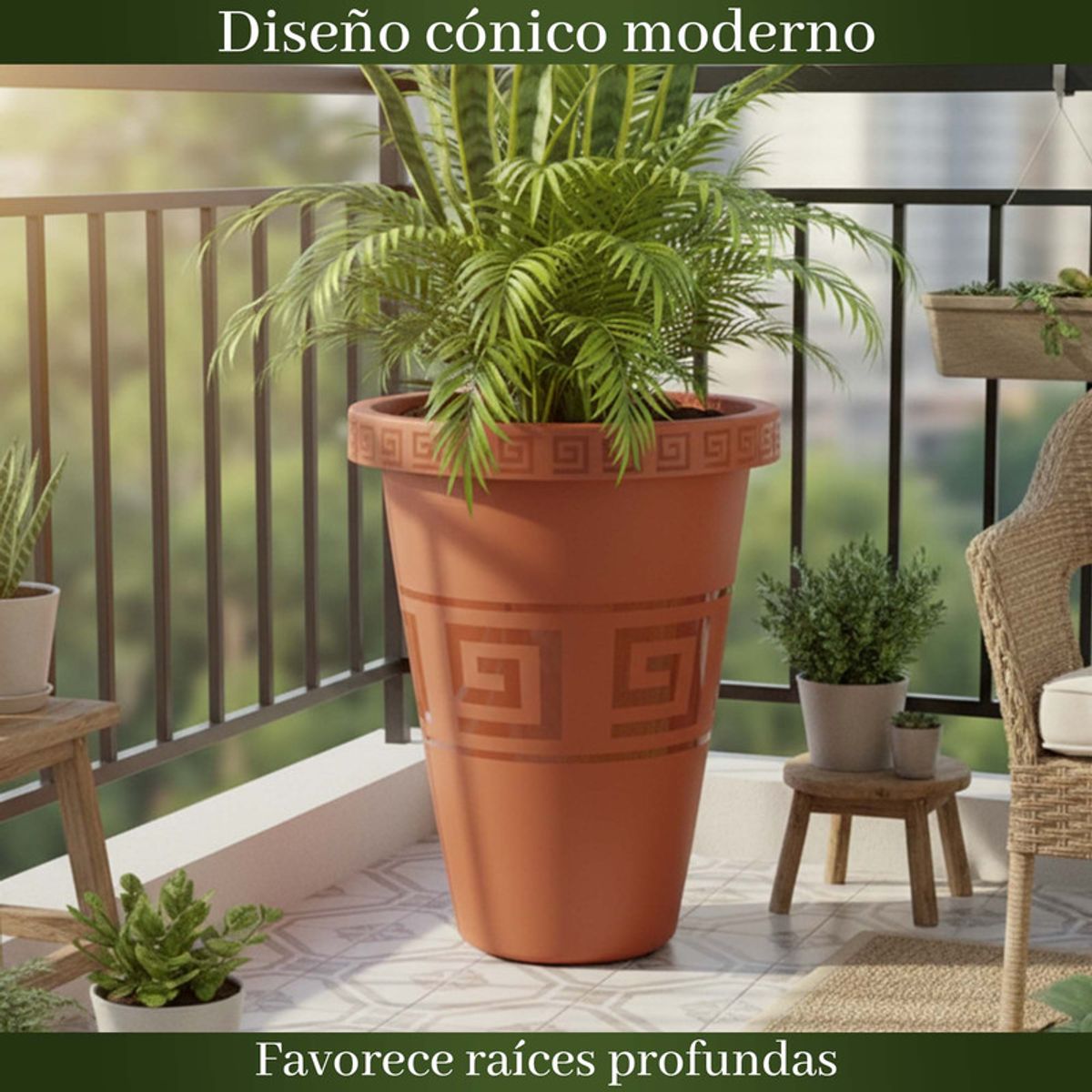 ENERGY PLUS - Matera Alta Redonda 195L Plantas Grandes Jardín o Interior