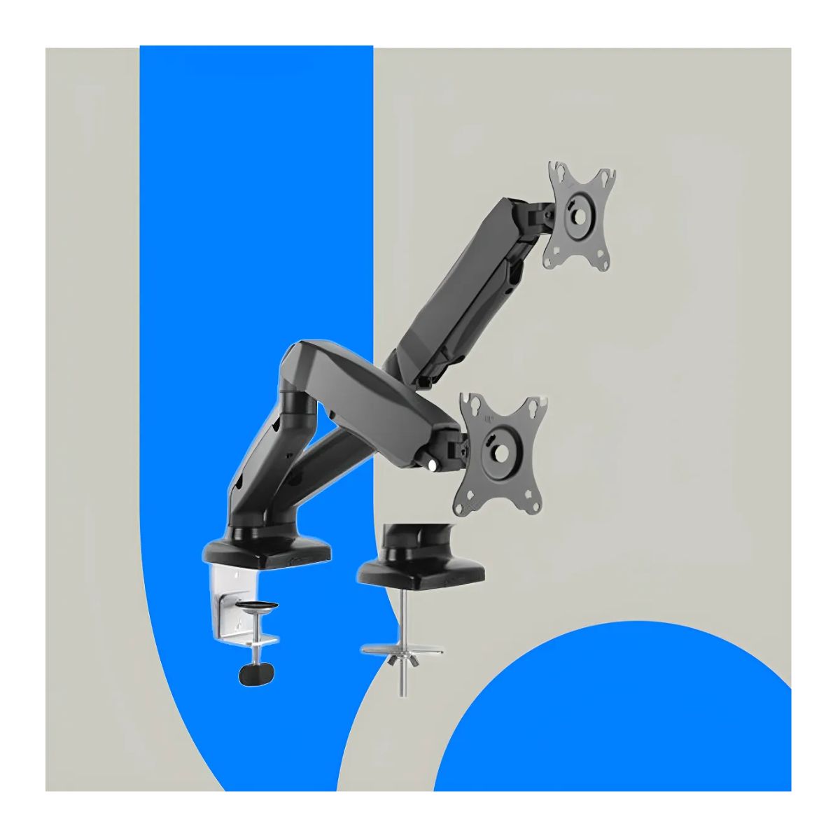 ERGONOMUS - Soporte Brazo Monitor Para 2 Pantallas Lcd Led Escritorio Color Negro