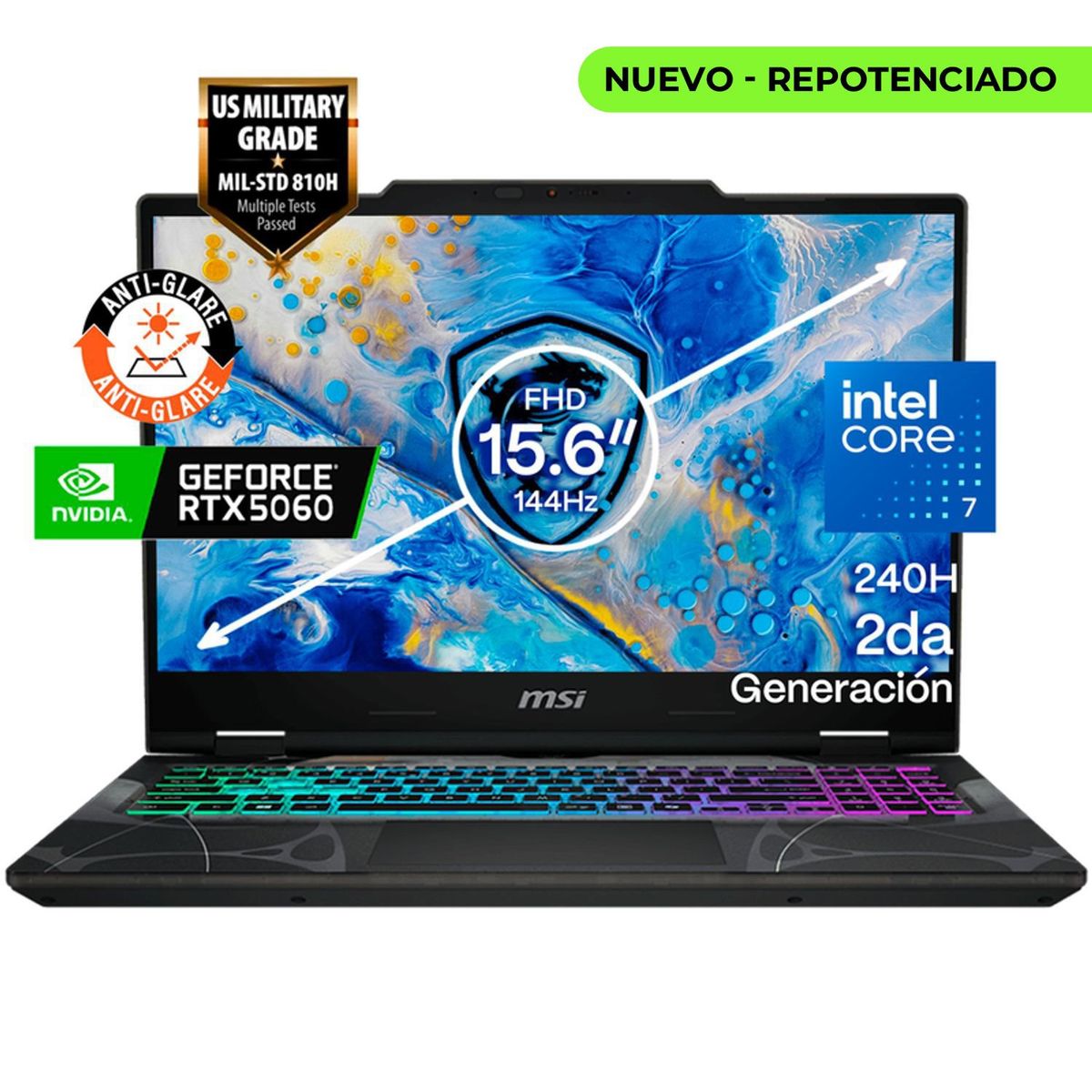 MSI - Portátil Gamer MSI CYBORG Intel Core i7 RAM 16GB SSD 512GB RTX 5060 8GB 144Hz