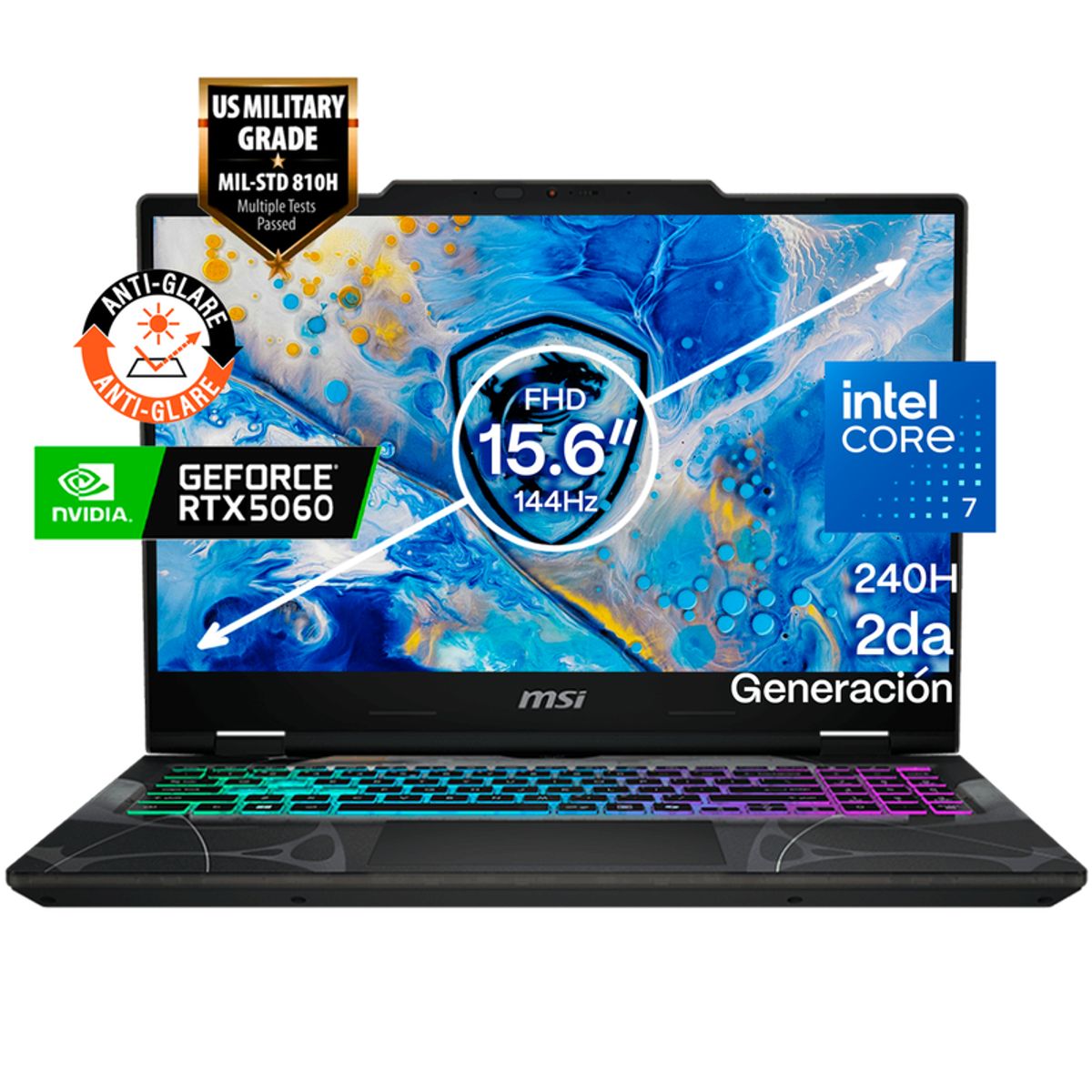 MSI - Portátil Gamer MSI CYBORG Intel Core i7 RAM 8GB SSD 4TB RTX 5060 8GB 144Hz