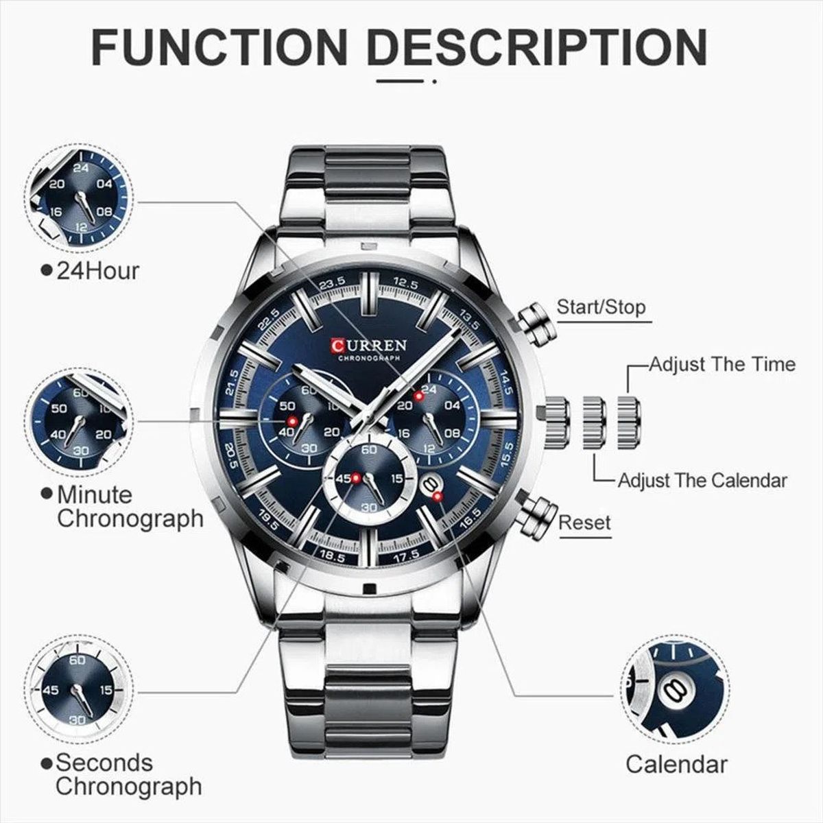 CURREN - Reloj Curren Original Cronógrafo Relojes Elegantes Para Hombre