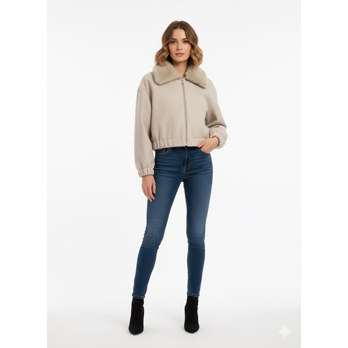 FRIOLENTA - Chaqueta con cuello peludo - Beige