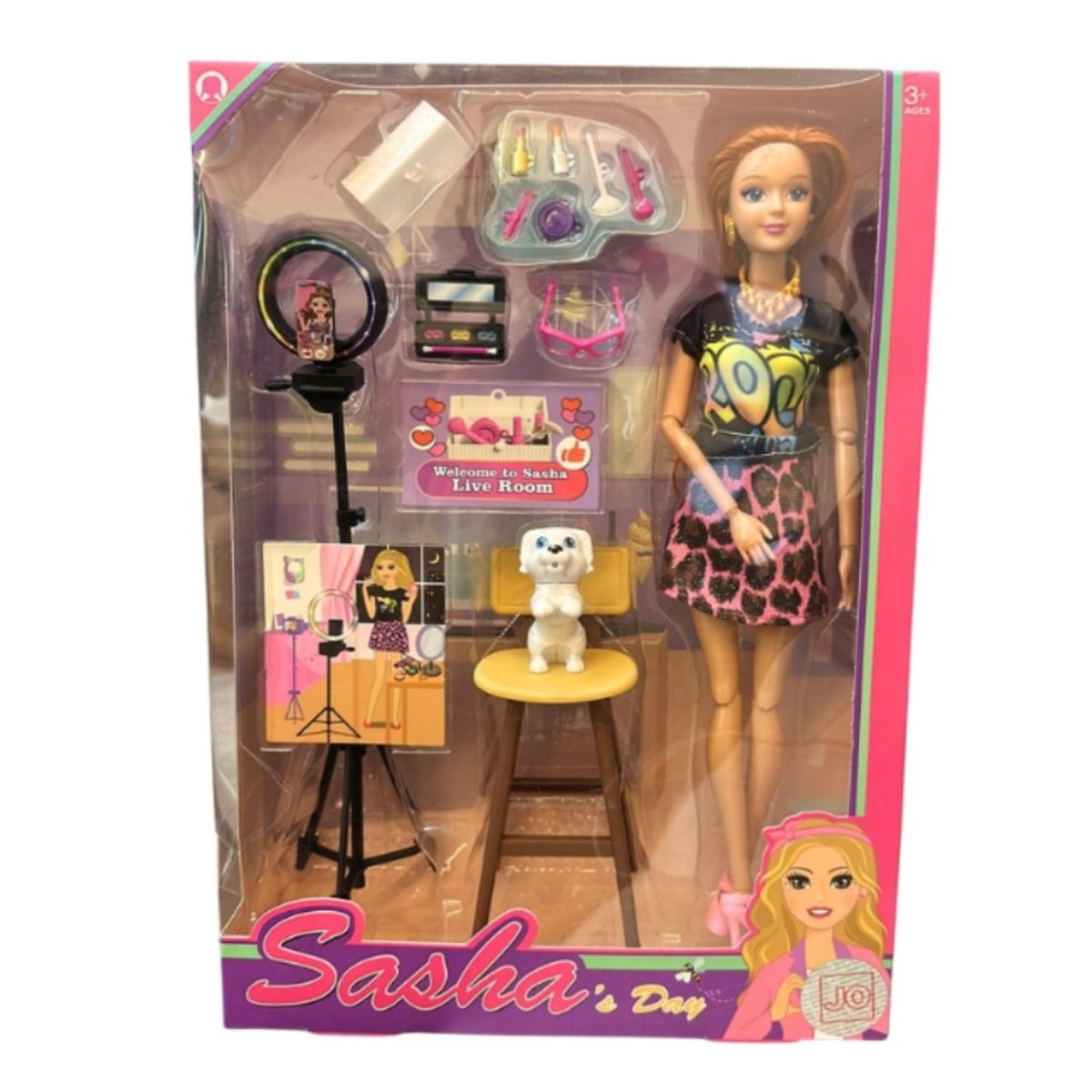 OTRAS MARCAS - Muñeca Fashion Streamer Aro De Luz Mascota Maquillaje Celu