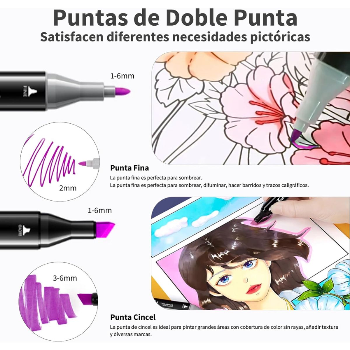 GENERICO - Set Profesional De Marcadores Plumones Doble Punta 80 Piezas