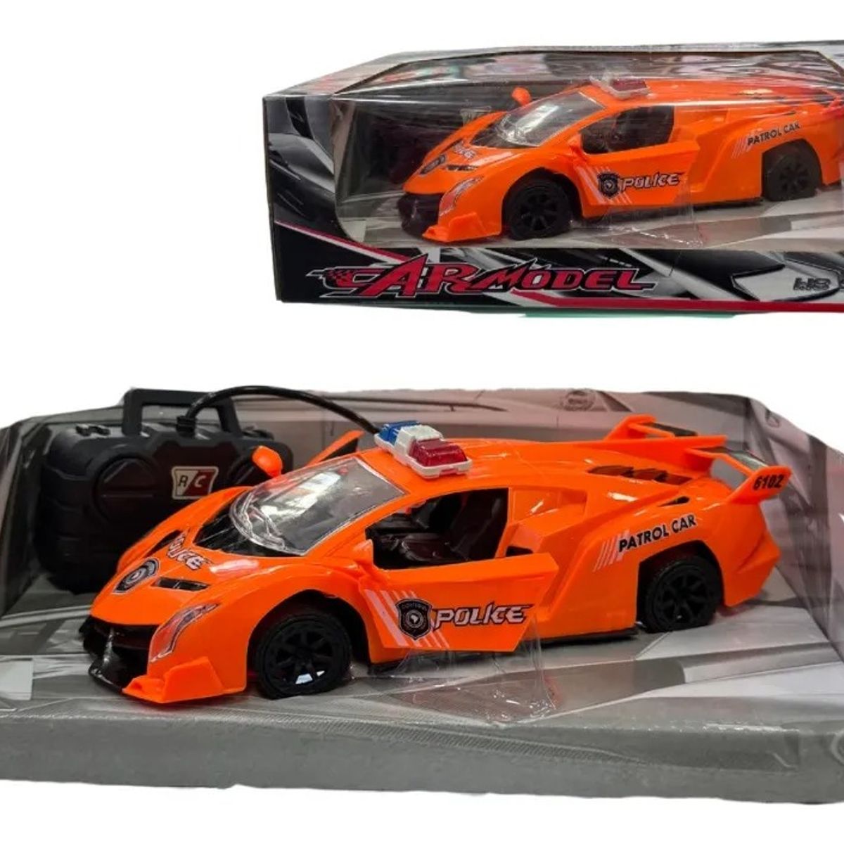 GENERICO - Carro de Policía a Control Remoto Recargable  Modelo NaranjaRojo