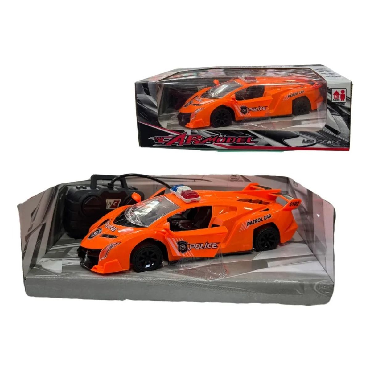 GENERICO - Carro de Policía a Control Remoto Recargable  Modelo NaranjaRojo