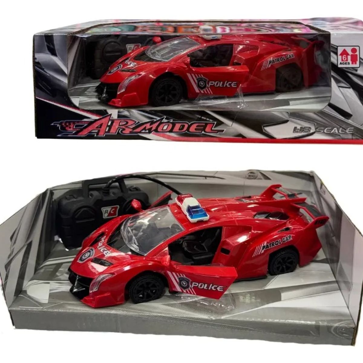 GENERICO - Carro de Policía a Control Remoto Recargable  Modelo NaranjaRojo