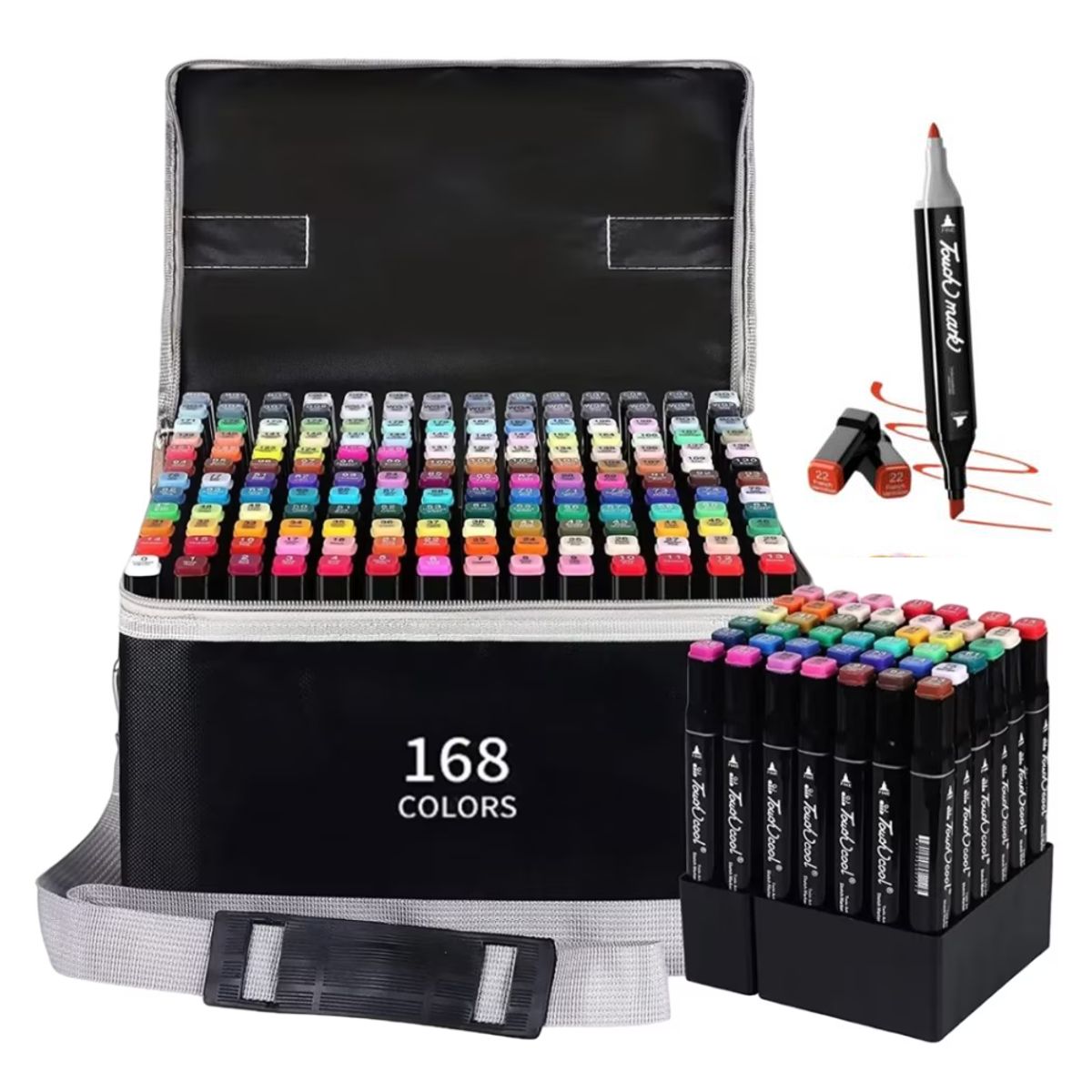 GENERICO - Set Profesional De Marcadores Plumones Doble Punta 168 Piezas