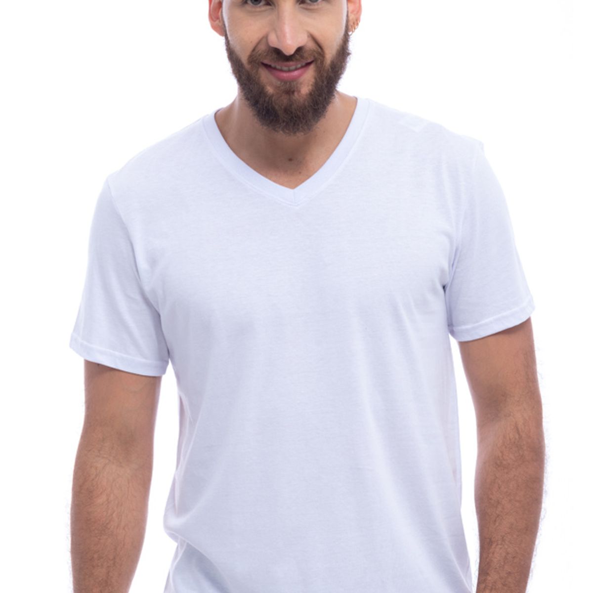 BOCARED - KEITH R CAMISETA BASICA MANGA CORTA CUELLO EN V EN COLOR BLANCO