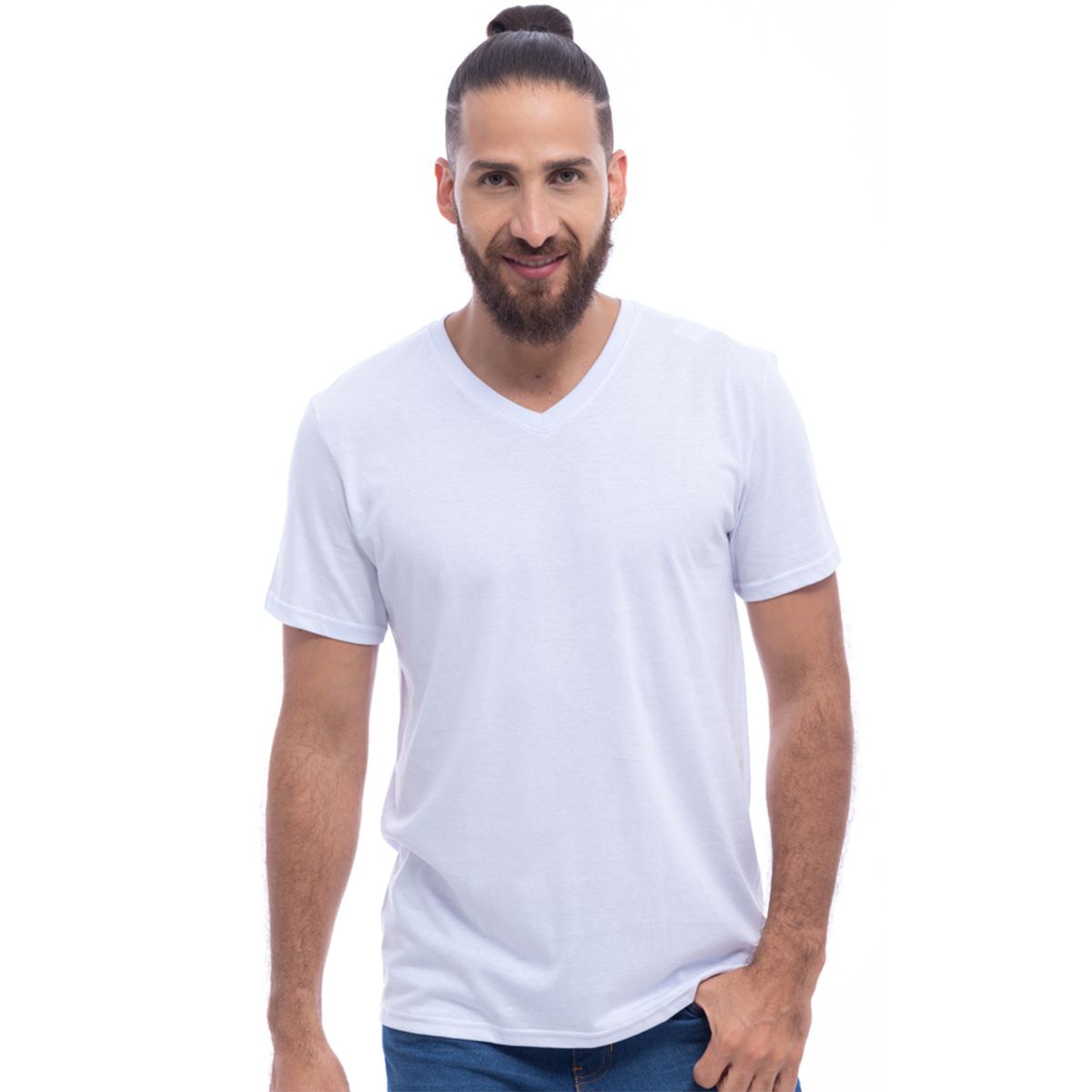 BOCARED - KEITH R CAMISETA BASICA MANGA CORTA CUELLO EN V EN COLOR BLANCO