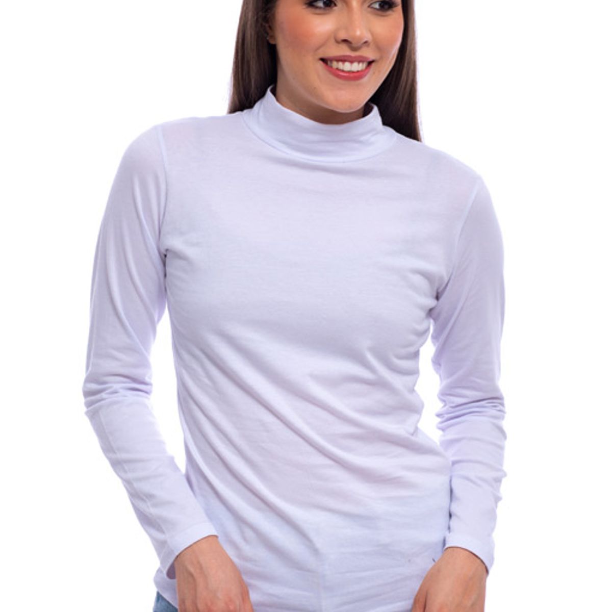 BOCARED - JUNO CAMISETA PARA DAMA MANGA LARGA CUELLO ALTO EN COLOR BLANCO