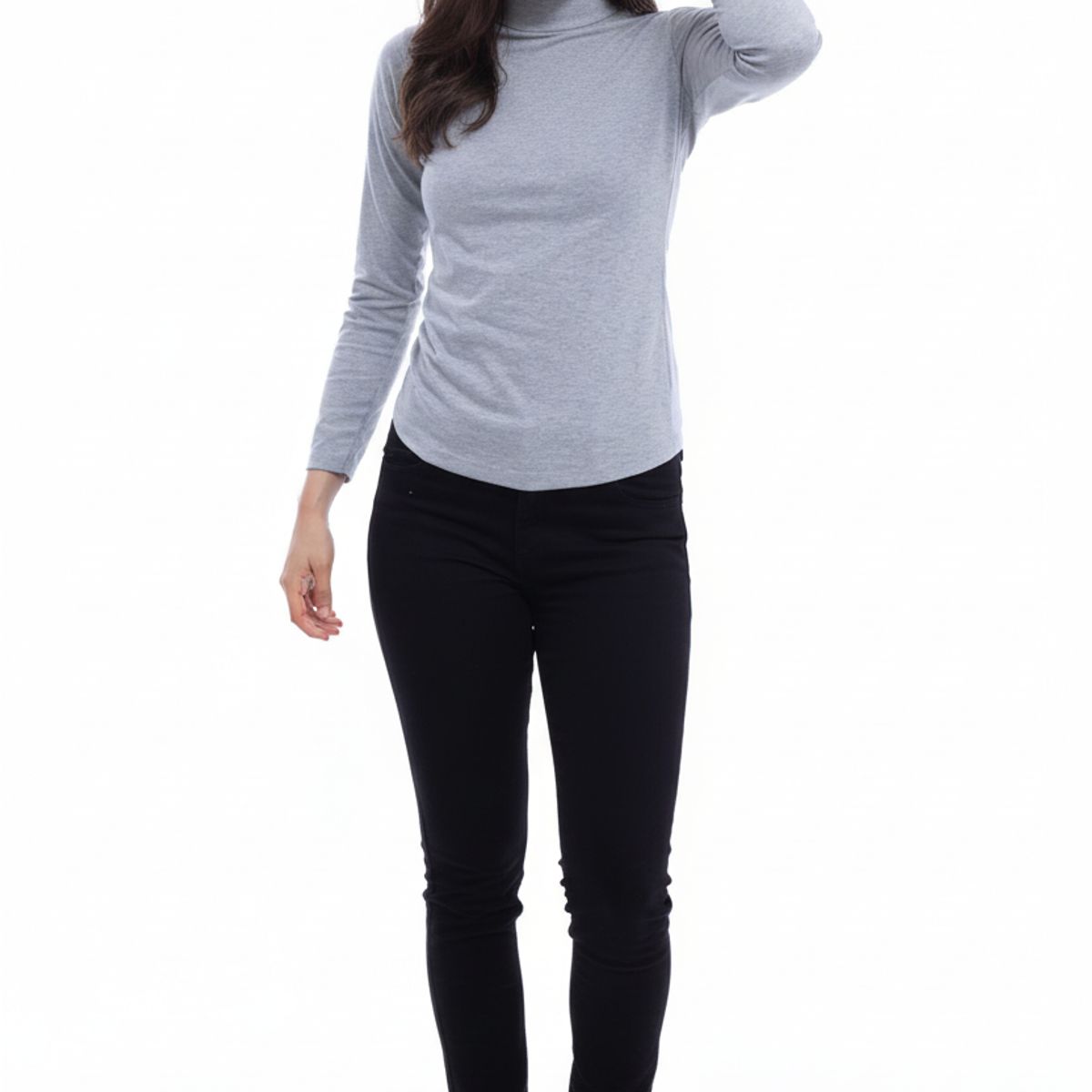 BOCARED - JUNO CAMISETA PARA DAMA MANGA LARGA CUELLO ALTO EN COLOR GRIS