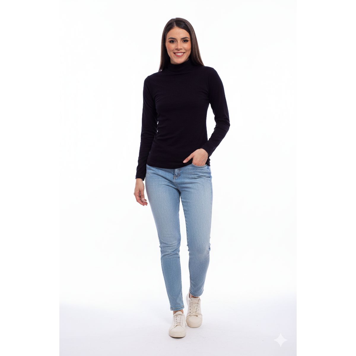 BOCARED - JUNO CAMISETA PARA DAMA MANGA LARGA CUELLO ALTO EN COLOR NEGRO