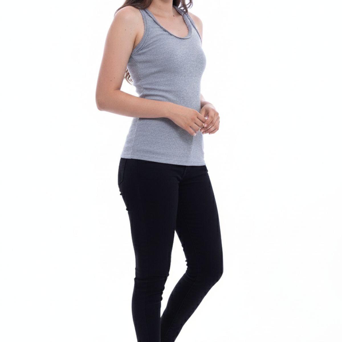 BOCARED - EMMA ATLETICA PARA DAMA EN RIB CON ESPALDA MARIPOSA EN COLOR GRIS