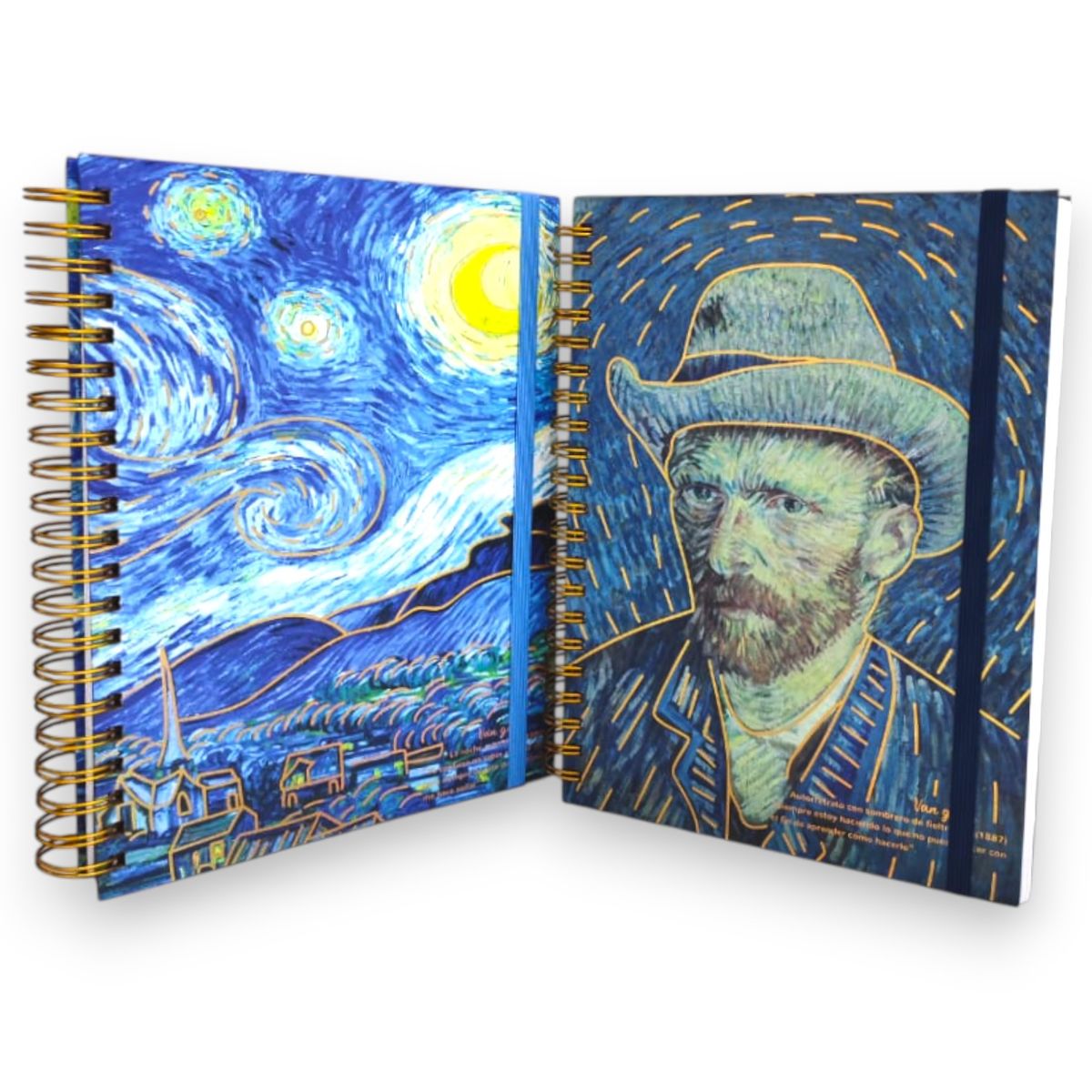 GENERICO - Cuaderno Argollado Van Gogh Cuadriculado pasta dura 105 - 4 materias de 180 hojas