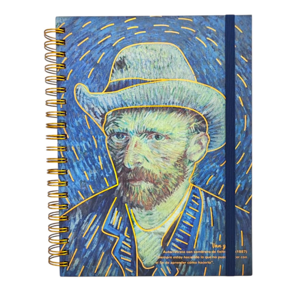 GENERICO - Cuaderno Argollado Van Gogh Cuadriculado pasta dura 105 - 4 materias de 180 hojas