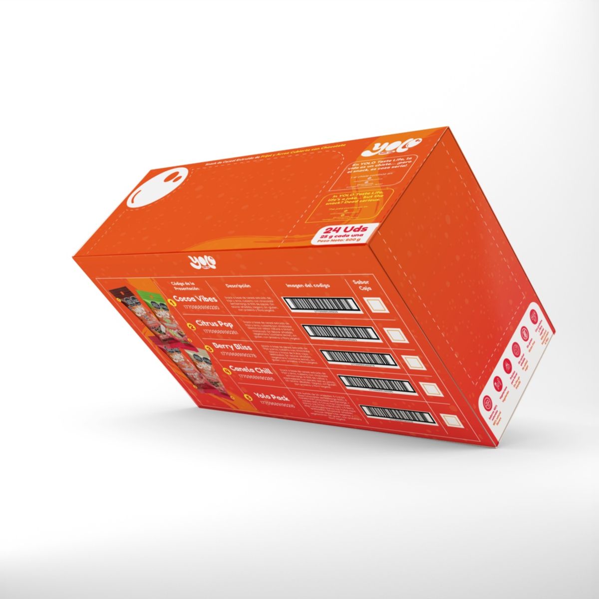 GENERICO - Yolo Taste Life- Canela Chill Snack crujiente con cacao al 60% y canela real en polvo sin azúcar 24 uds x 25g