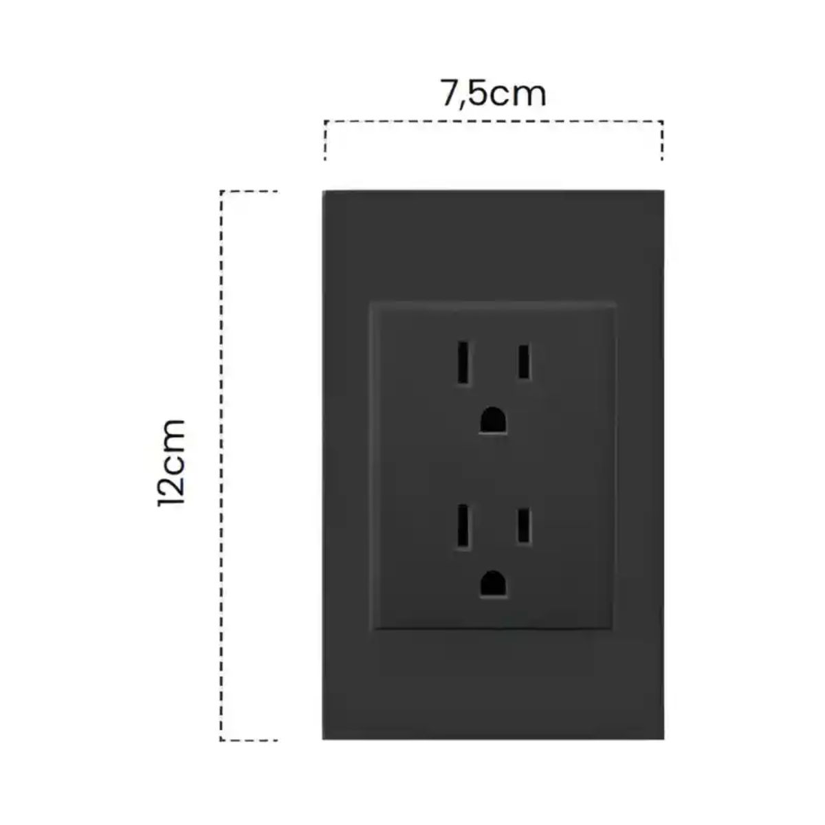 MERCURY - Tomacorriente Doble  Polo a Tierra Negro Mate Premium Mercury