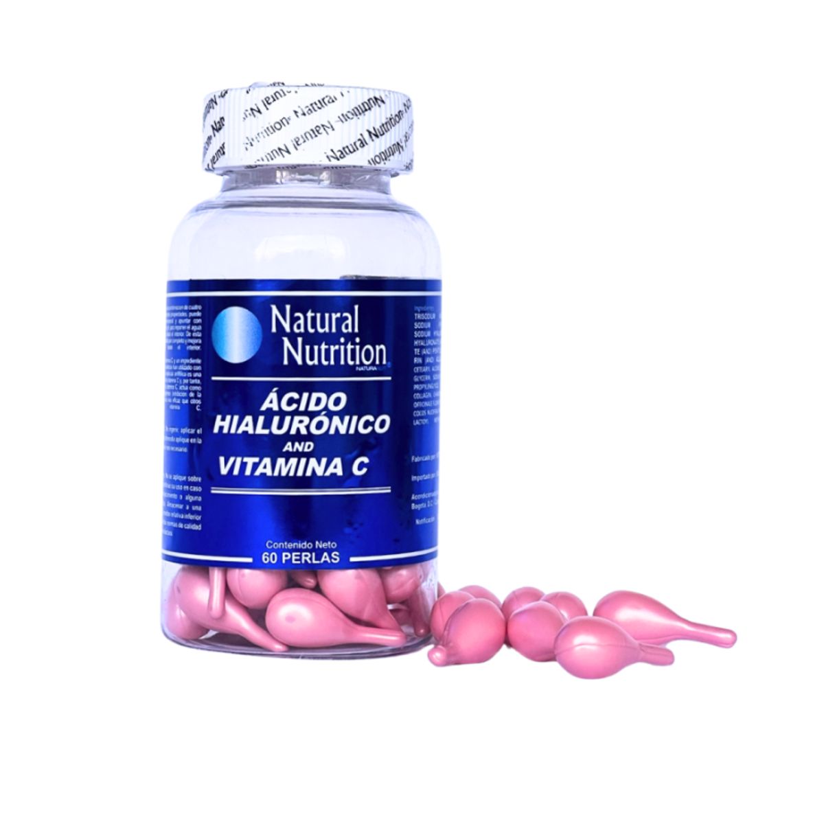 NATURAL NUTRITION - SUPLEMENTO CON VITAMINA C + ACIDO HIALURONICO X 60 UNIDADES