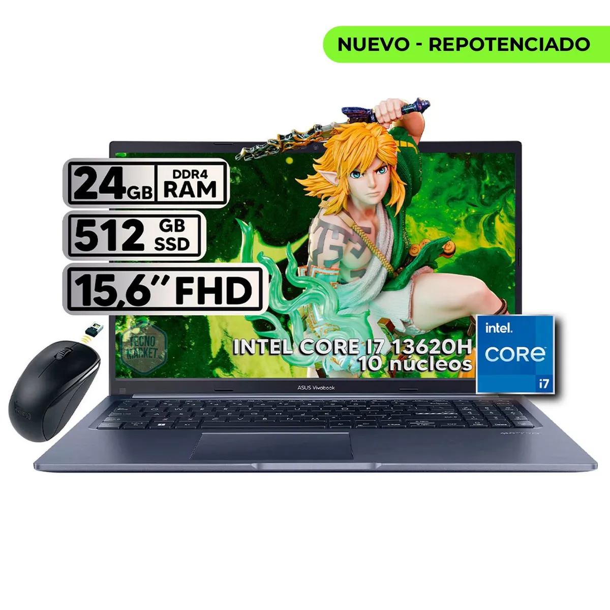 ASUS - PORTATIL ASUS VIVOBOOK INTEL CORE I7 13620H 24GB RAM 512GB SSD 16 FHD