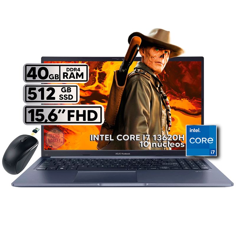 ASUS - PORTATIL ASUS VIVOBOOK INTEL CORE I7 13620H 40GB RAM 512GB SSD 16 FHD