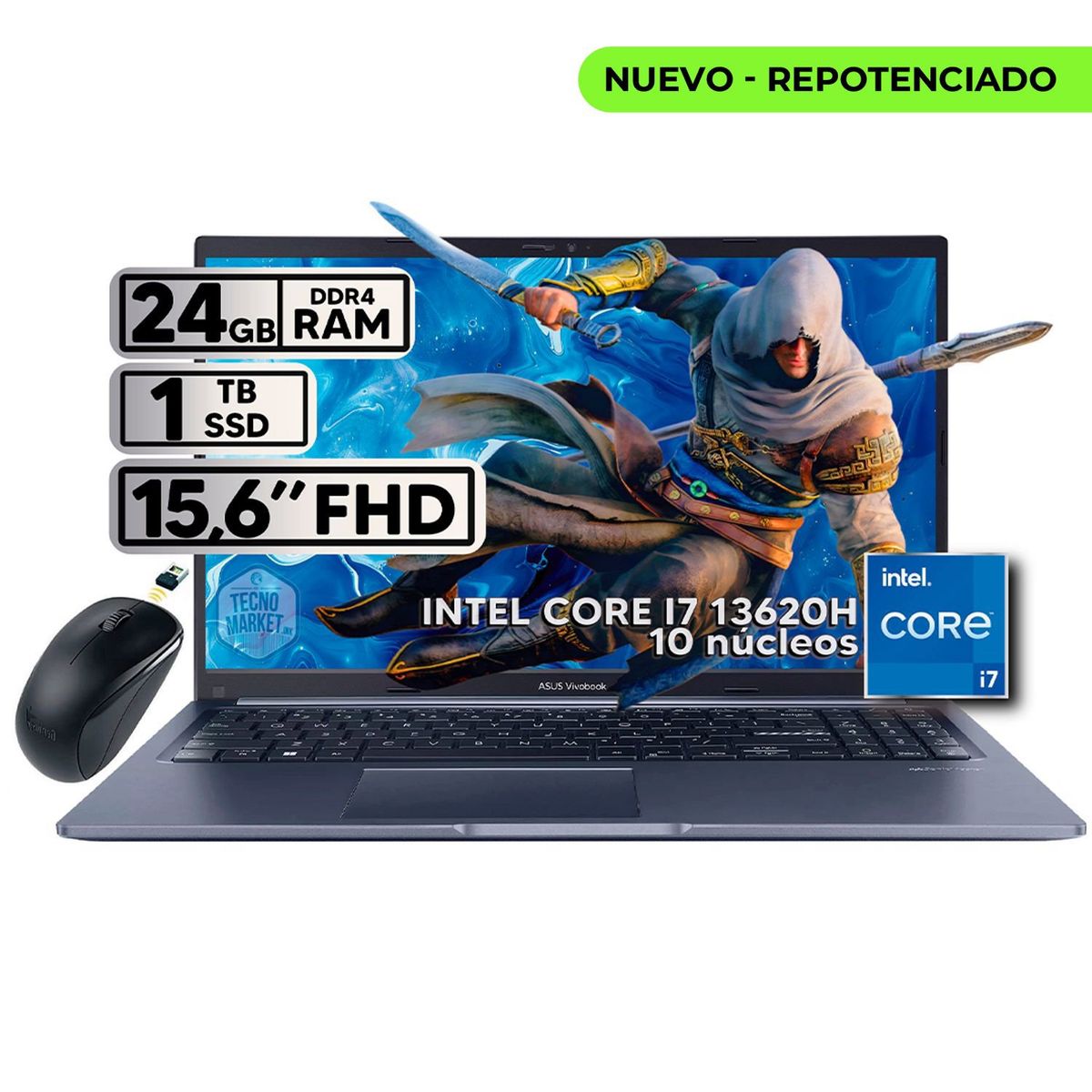 ASUS - PORTATIL ASUS VIVOBOOK INTEL CORE I7 13620H 24GB RAM 1TB SSD 16 FHD