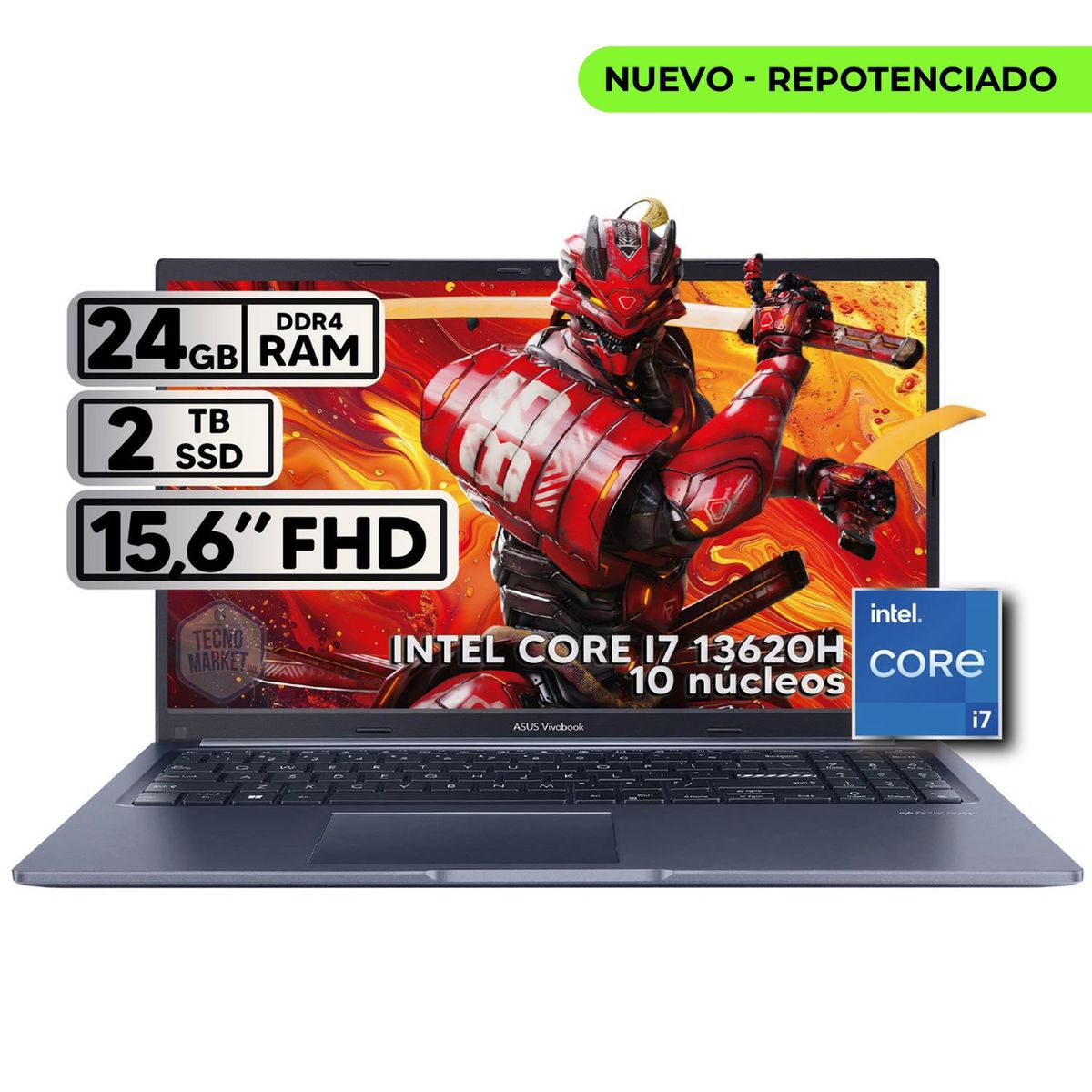 ASUS - PORTATIL ASUS VIVOBOOK INTEL CORE I7 13620H 24GB RAM 2TB SSD 16 FHD + MOUSE!!!