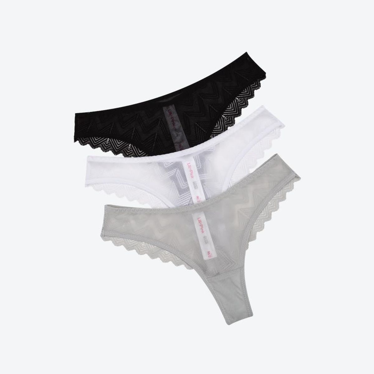 LILI PINK - Panty brasilera confeccionado en encaje paquete x3