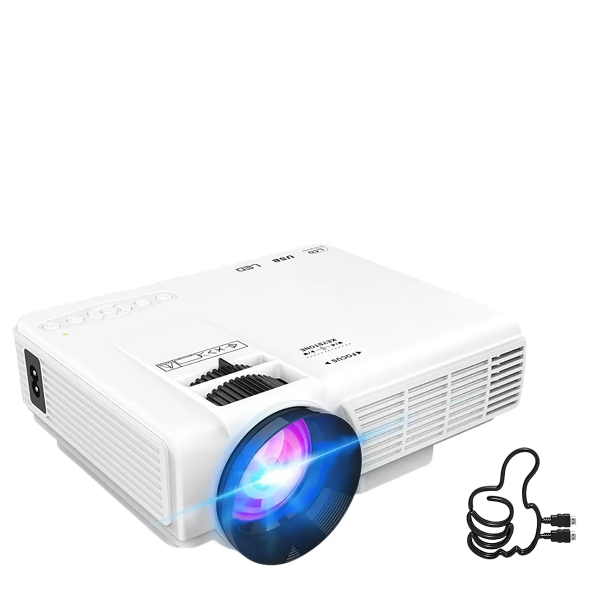 AMERICAN GENERICS - Mini Proyector WiFi y Bluetooth - Resolución nativa 1080P + Trípode