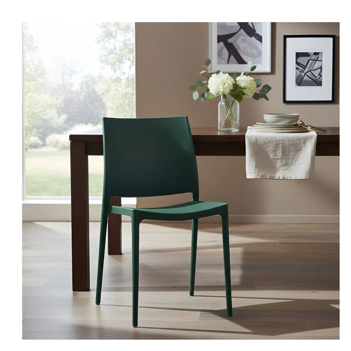 GENERICO - Silla Clásica De Polipropileno Con Protección Uv Estructura De La Silla Verde Oscuro Asiento Verde