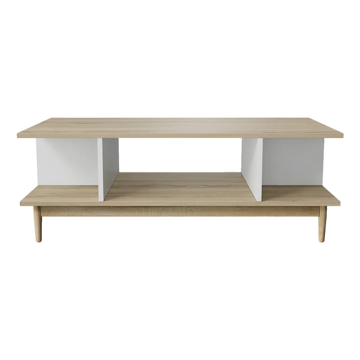 GENERICO - Top Living Mesa de Centro Moderna Bari Mesa Auxiliar Ideal Para Sala Simil Madera Color Blanco&beis