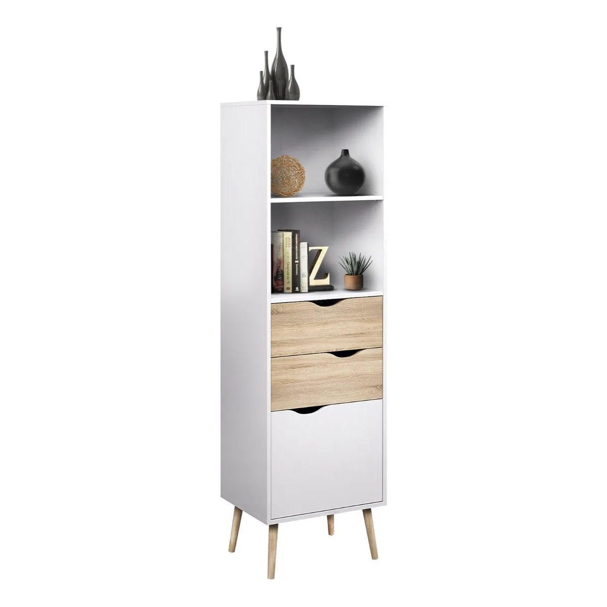 GENERICO - Estante Librero Top Living Gotemburgo Nórdico con Cajones Color Blanco